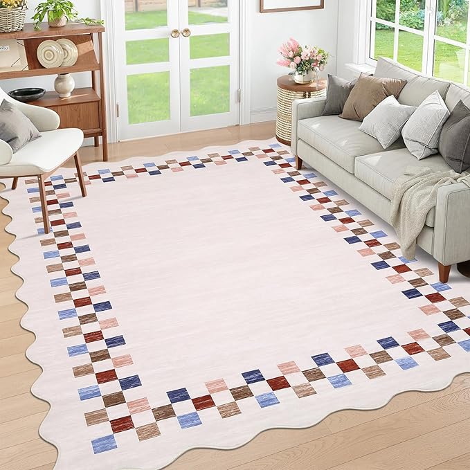 GarveeHome 8x10 Area Rug for Living Room Scalloped Washable Large Bedroom Rug - Image 8