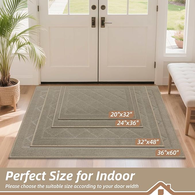 BEQHAUSE Dirt Trapper Door Mat 20" x 32", Doormat Non-Slip Entryway Rugs - Image 2