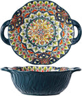 2 Pack Boho Ceramic Serving Bowls by XKXKKE