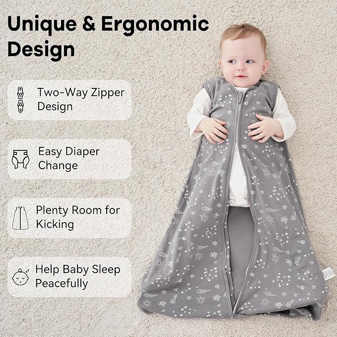 Baby Sleep Sack 12-18 Months 3 Pack 100% Cotton Lightweight 0.5 TOG Wearable Blanket Baby Sleep Bag with 2-Way Zipper for Infant Toddler
