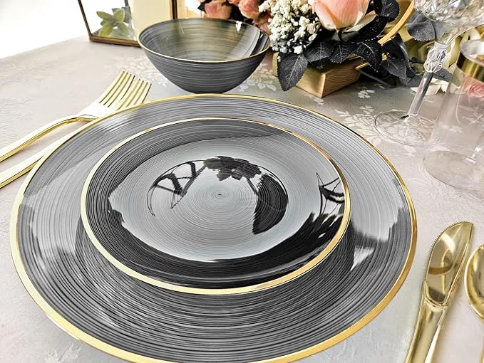 " OCCASIONS " 200pcs set-Wedding Party Disposable Plastic Plate Set -25 x 10'' - Image 6