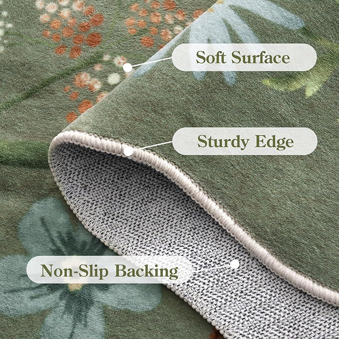 Lahome Floral Washable Runners for Hallways, 2x5 Kitchen Runner Ultra-Thin - Image 7