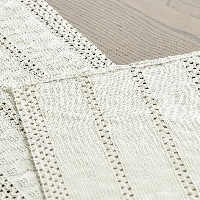 Artoid Mode Beige Woven Farmhouse Hollow Table Runner 12x60 Inch | Holiday - Image 4