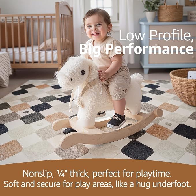 jinchan Macy 4ft Round Rug for Kids Room Black and White Modern Colorful - Image 4
