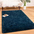 Andecor Shag Area Rug for Living Room, 4x6 Feet Navy Blue Soft Fluffy Indoor by Andecor