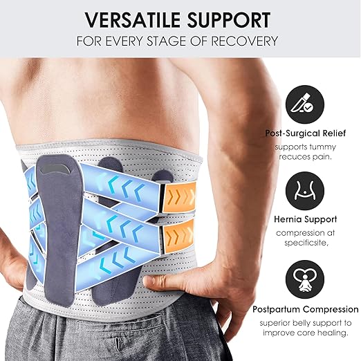 Elastic Abdominal Binder Lower Waist Support Belt, Post Surgery Postpartum Belly Band Wrap Back Support Belt Stomach Compression Wrap Waist Recovery for Men and Women (Large)