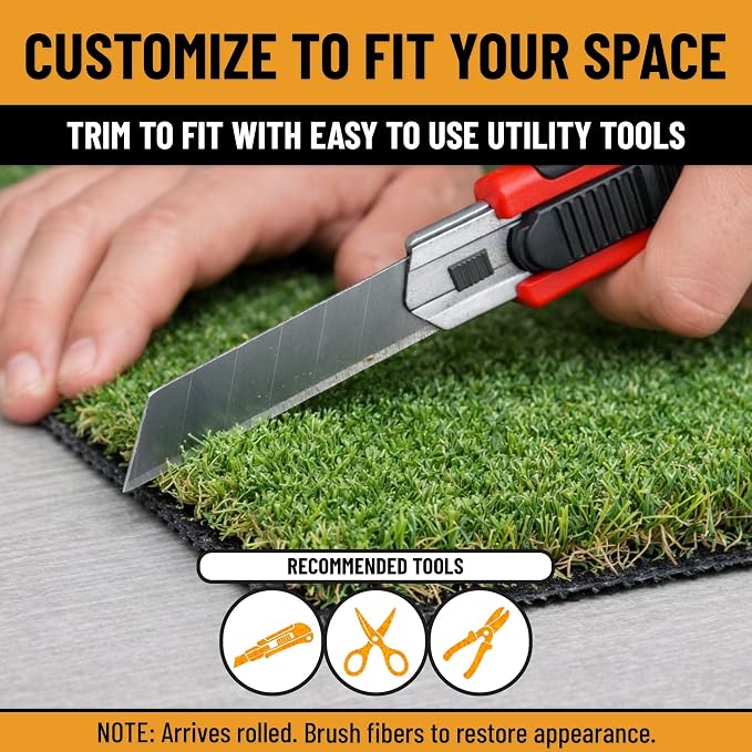 Ottomanson Artificial Turf Natural 78" x 36', Realistic Grass Carpet - Image 8