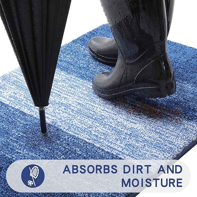 Kitinjoy Indoor Outdoor Door Mat, 30x17 Non-Slip Absorbent Dirt Trapper - Image 2