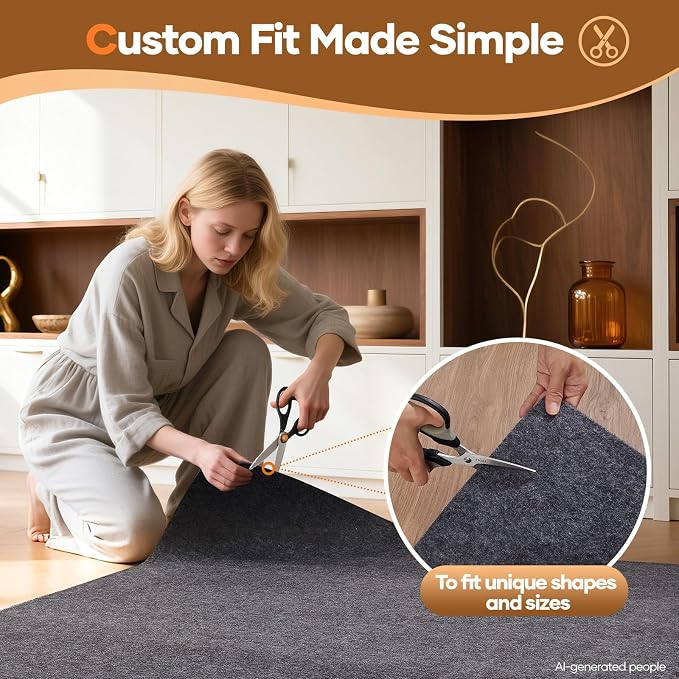 Veken Non Slip Cushioned Rug Pad Gripper 10 x 14 Ft, Felt and Silicone Backing - Image 7