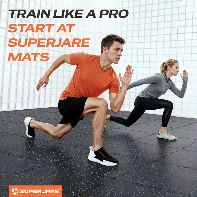 SUPERJARE 0.56'' Thick 24 Pcs 96 Sq Ft Rubber Top Exercise Equipment Mats - Image 3