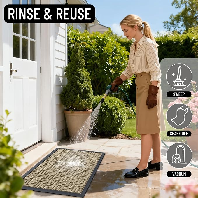 OLANLY Front Door Mat Outside Entrance 47x23, Heavy Duty Sturdy Natural Rubber - Image 8