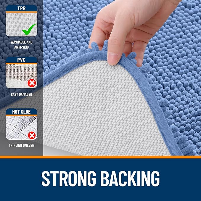 OLANLY Bathroom Runner Rugs 44x24, Soft Absorbent Chenille Bath Rugs, Rubber - Image 6