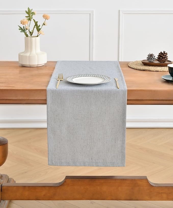Wracra Linen Table Runner, Burlap Sliver Grey Table Runners 60 Inches Long | - Image 5