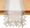 White Linen Table Runner 48” Lace Coffee Table Runners | French Dresser Runners by Raedan
