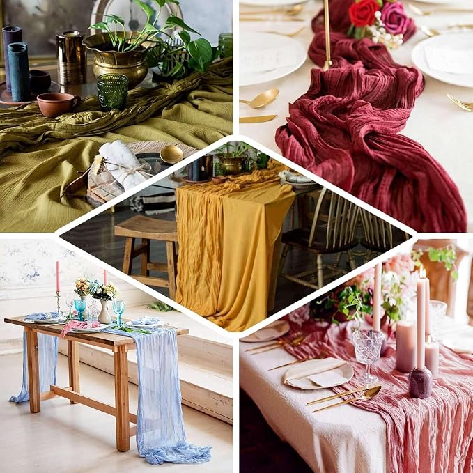 Efavormart 10ft Pink Gauze Table Runner - Image 4