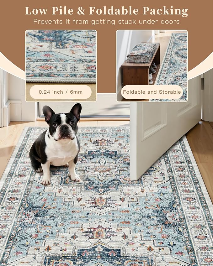 Madane Hallway Rug 3x10, Kitchen Rugs Washable Entryway Rug Vintage Kitchen - Image 6