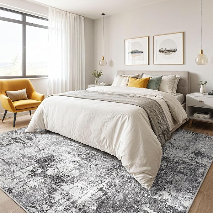 8x10 Area Rugs Living Room: Washable Large Abstract Modern Soft Rug Stain - Image 4