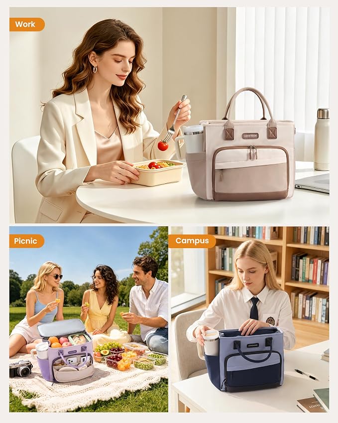 LOVEVOOK Lunch Box for Women, Adult Lunch Bag for Work, Lilac Purple | Upgraded - Image 7