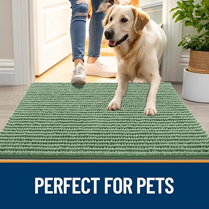 OLANLY Dog Door Mat for Muddy Paws 24x16, Ultra Absorbent Chenille Mud Doormat - Image 6
