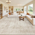 10x14 Area Rug for Living Room: Vintage Boho Neutral Washable Rug Indoor Soft by Luxturiy
