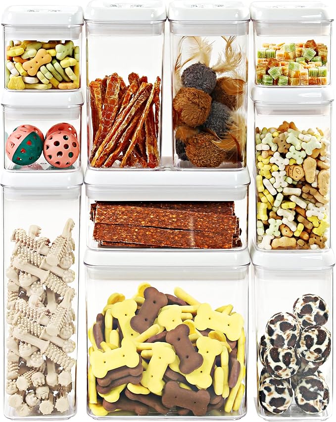 Felli Flip Tite Storage Container with Lid 4” RECTANGULAR Airtight Ring Flip Top, Stackable Kitchen Counter Pantry Organizer Acrylic Canister Jar for Pasta Spaghetti Cereal Granola Coffee (1.9qt)