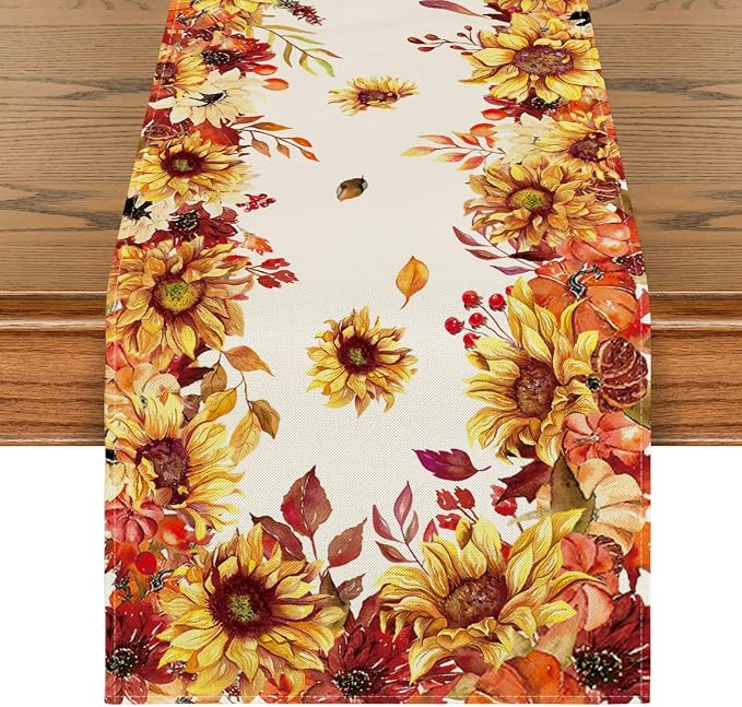 Artoid Mode 210 GSM Fall Table Runner 13x108 Inch Home Party Decor | Sunflower by ArtoidMode