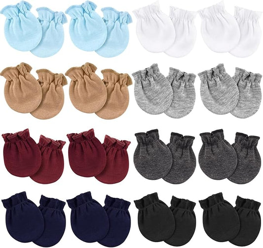 Newborn Baby Mittens No Scratch Cotton Elastic Wrist Gloves Infant Toddler Mittens for Baby Boy Girl 0-6 Months