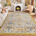 AMTOVO 9x12 Washable Area Rugs for Living Room, Non-Slip&Non-Shedding Floral by AMTOVO
