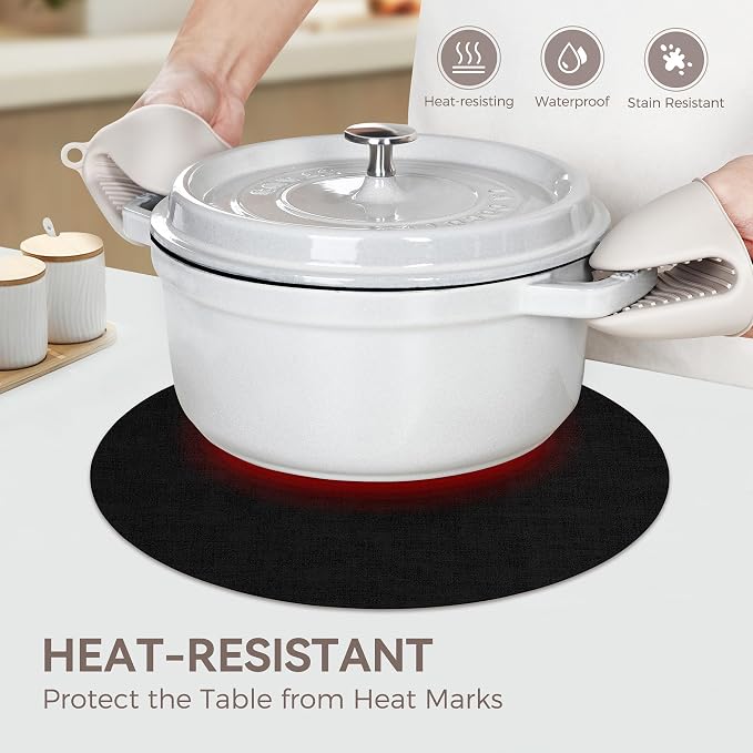 13" Round Placemats Set of 6, Reversible Faux Leather Heat Resistant Table Mats - Image 3