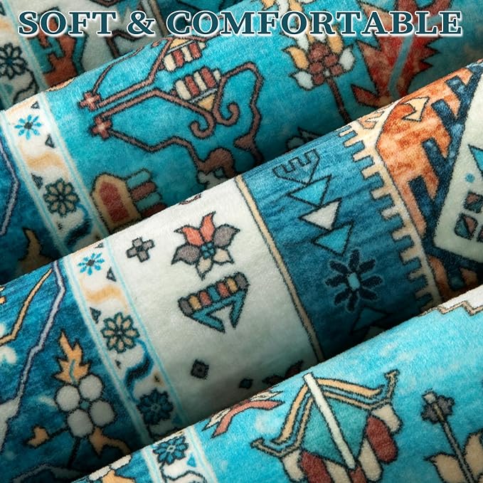 SERISSA Boho Area Rug 5x7 Blue, Washable Rugs - Image 4