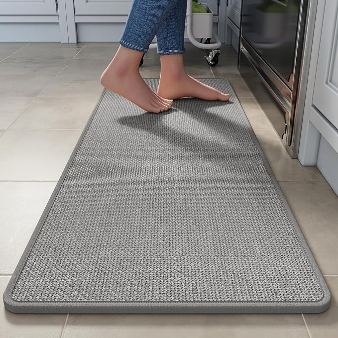 YDKGL Kitchen Rugs Mat Non Slip Washable, Linen-Look 0.3" Thick Soft Cushioned by YDKGL