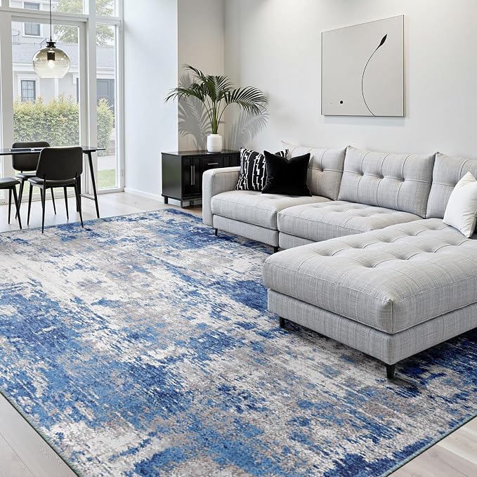 RELEANY Washable Area Rugs 10'x14' Non-Slip Modern Abstract Soft - Image 2
