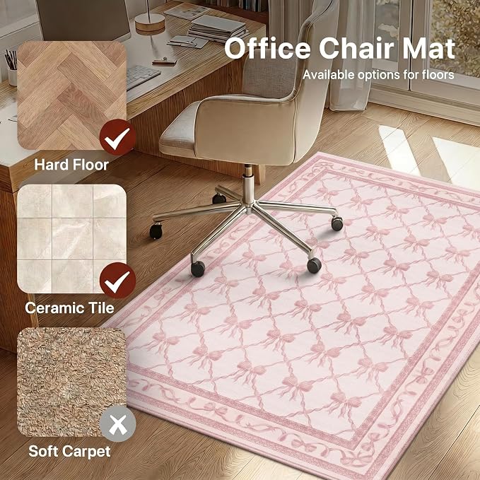 48"x72" Office Chair Mat for Hardwood Tile Floor, Under Desk Carpet Protector - Image 3