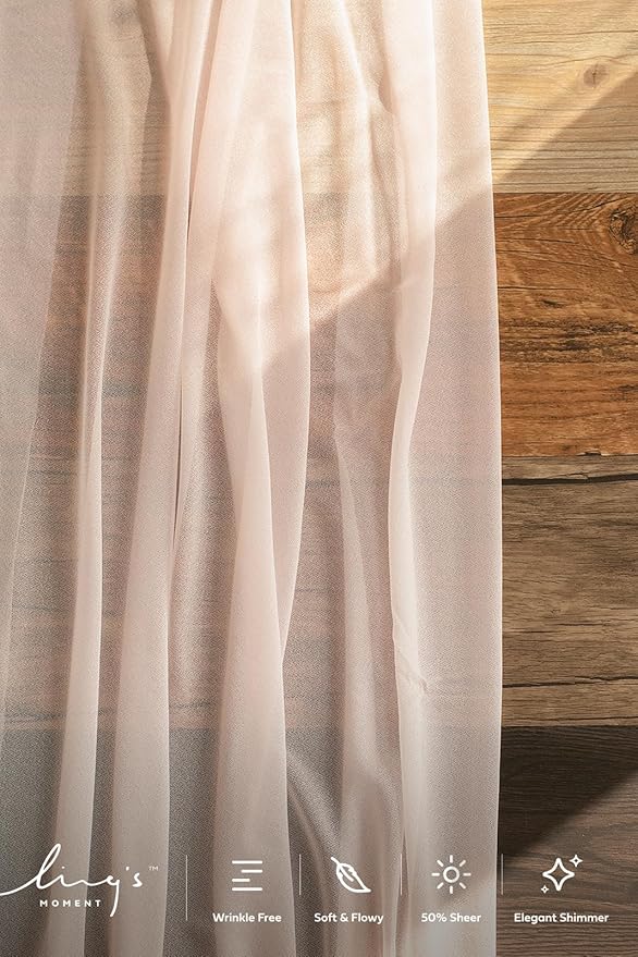 Ling's Moment 14Ft Blush Table Runner, Wedding Sheer Chiffon Table Runners | - Image 3