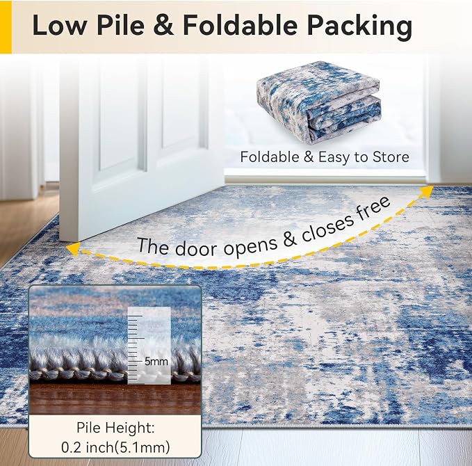 RELEANY Washable Area Rugs Square 9ft Non-Slip Modern Abstract Soft - Image 4