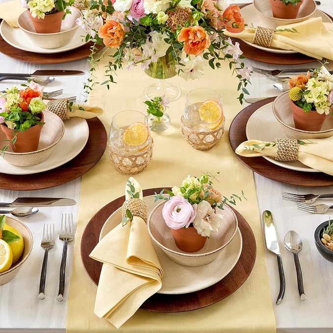 Solino Home 100% Linen Dining Table Runner Golden Straw, Fete 14 x 48 in | - Image 4