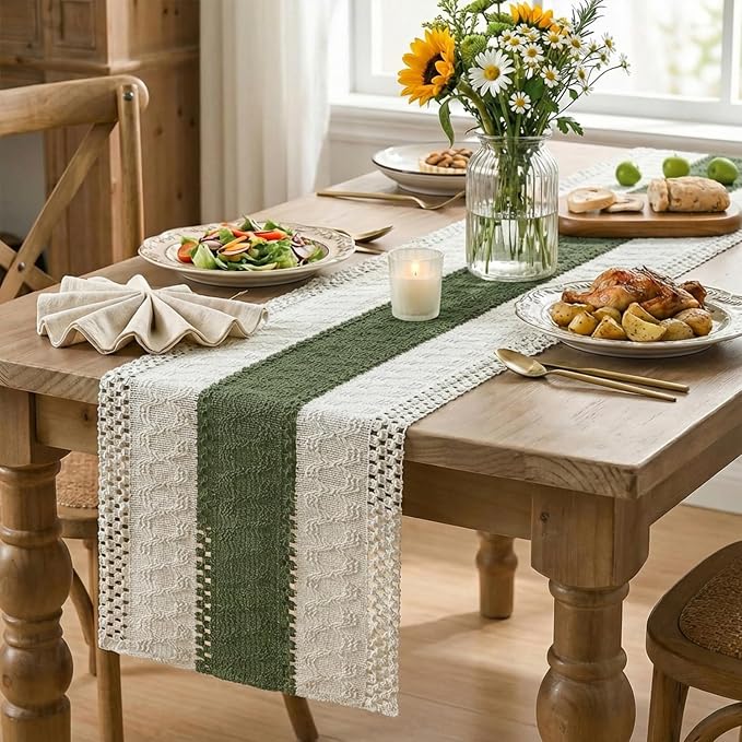 Artoid Mode Army Green Farmhouse Rustic Table Runner 12x36 Inch | Seasonal - Image 5