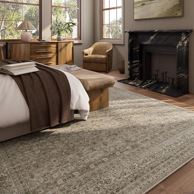 Washable Area Rugs for Living Room: 9x12 Bedroom Rug Vintage Large Rugs Stain - Image 3