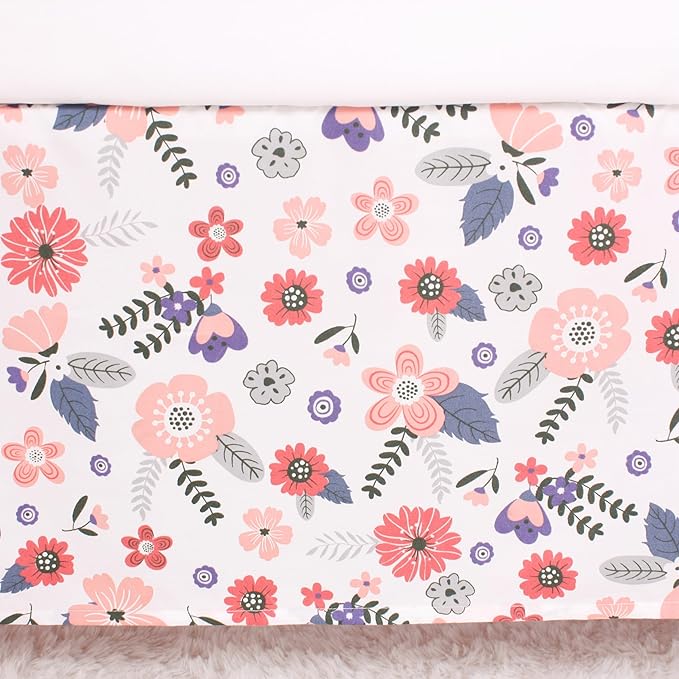 CaSaJa Baby 3-Piece Crib Bedding Set for Boys Girls, Including Soft Quilted Comforter(Blanket), Fitted Crib Sheet and Skirt, Soft Nursery Bedding Set Made of Silky Comfy Materials, Petals Flying