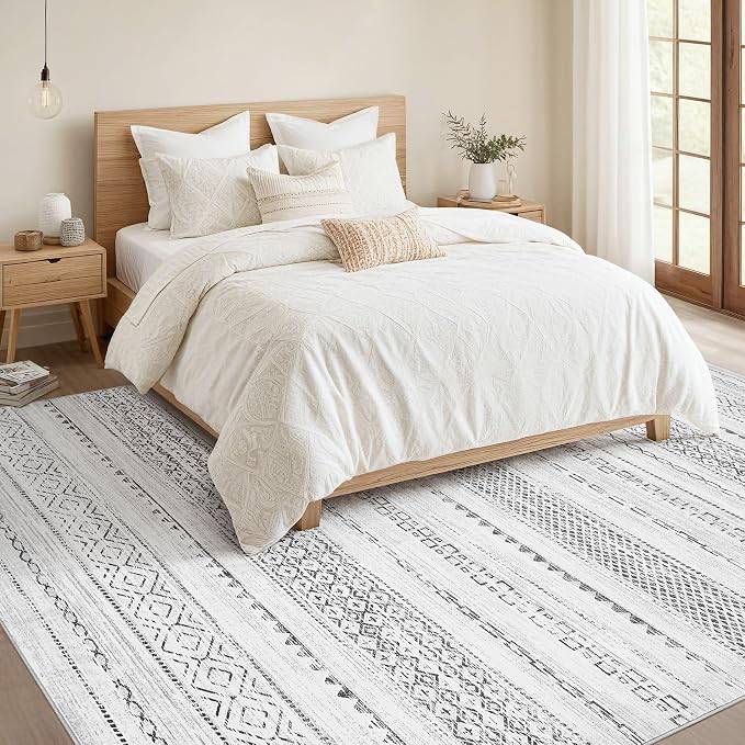 Nakagishi Area Rug Living Room Rugs: 5x7 Machine Washable Boho Large Neutral - Image 5
