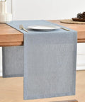 Wracra Linen Table Runner, Burlap Dusty Blue Table Runners 60 Inches Long | by Wracra