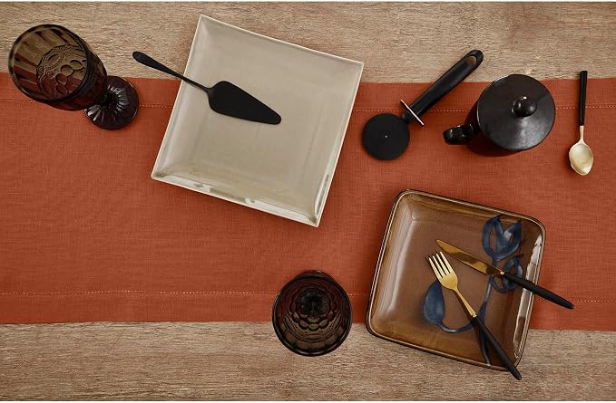 Solino Home 100% Pure Linen Table Runner Cinnamon Hemstitch, 14 x 36 in | - Image 4