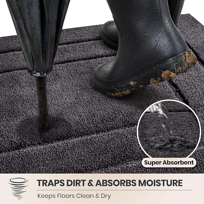PURRUGS Dirt Trapping Door Mat 24" x 35.5", Non-Slip/Skid Machine Washable - Image 2