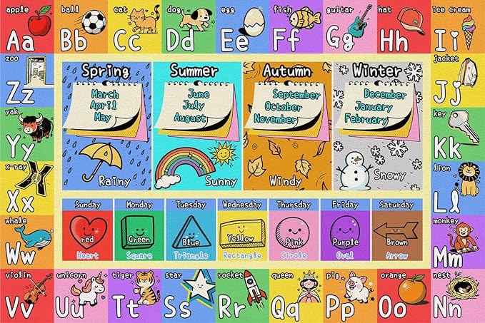Alphabet Kids Rugs for Playroom, 5x7 Non-Slip & Soft ABC Rug for Kids Room - Image 8