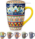 vancasso Ceramic Tea Mug with Infuser and Lid, 18 Ounce Bohemian Loose Leaf Cup by vancasso
