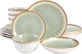 Gibson Elite Mayfair Bay 16-Piece Embossed Double Bowl Dinnerware Set, Service by GibsonHomewares