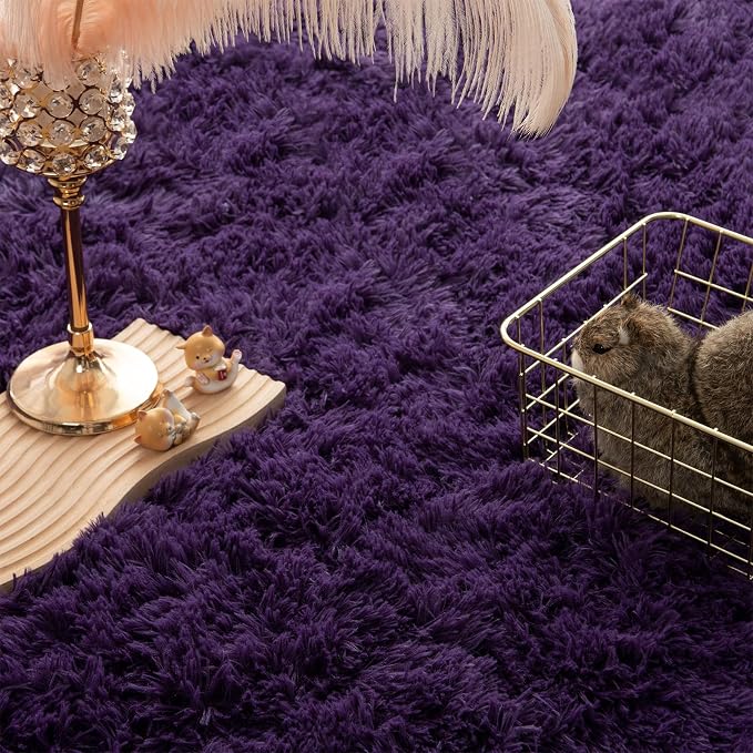 Andecor Shag Area Rug for Living Room, 8x10 Feet Purple Soft Fluffy Indoor - Image 4