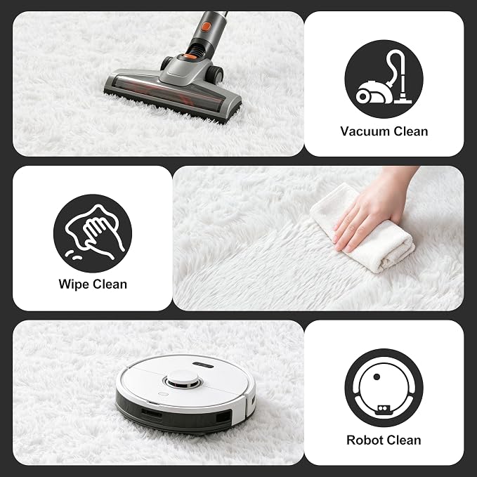 Shag Area Rugs for Bedroom Living Room, 4X6 Ultra Soft White Fluffy Area Rugs - Image 6