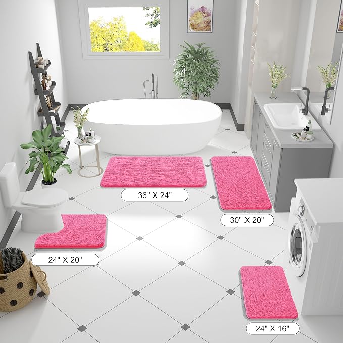 OLANLY Bathroom Runner Rugs 47x20, Soft Absorbent Chenille Bath Rugs, Rubber - Image 8