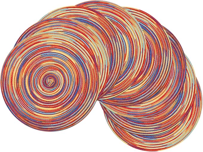 SHACOS Round Braided Placemats Set of 8 Washable 15 inch Round Table Mats by SHACOS